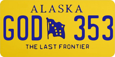 AK license plate GOD353