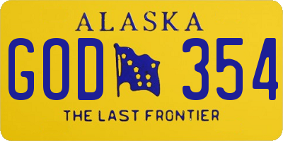 AK license plate GOD354