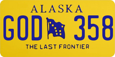 AK license plate GOD358