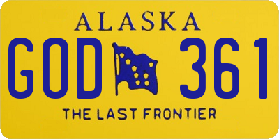 AK license plate GOD361
