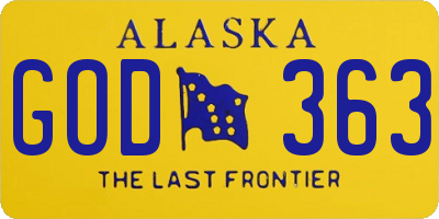 AK license plate GOD363