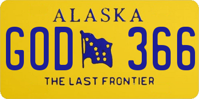 AK license plate GOD366