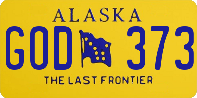 AK license plate GOD373