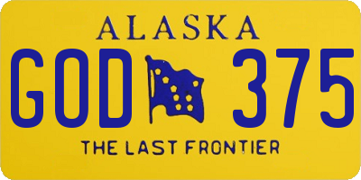 AK license plate GOD375