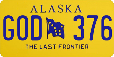 AK license plate GOD376