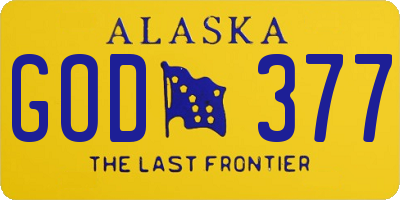 AK license plate GOD377