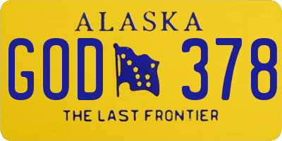 AK license plate GOD378