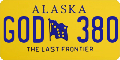 AK license plate GOD380