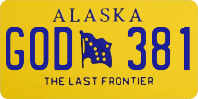 AK license plate GOD381