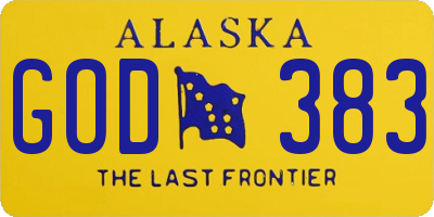 AK license plate GOD383