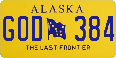 AK license plate GOD384