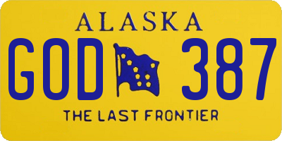 AK license plate GOD387