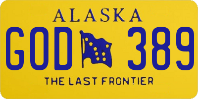 AK license plate GOD389