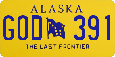 AK license plate GOD391