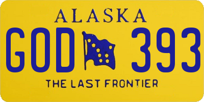 AK license plate GOD393