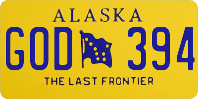 AK license plate GOD394