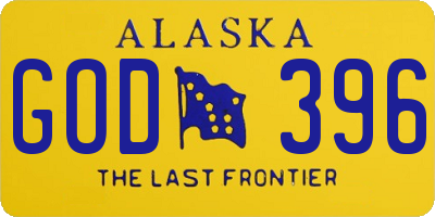 AK license plate GOD396