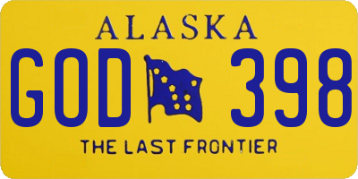 AK license plate GOD398