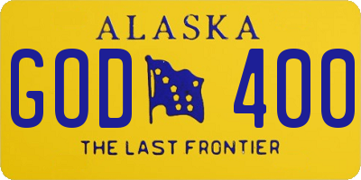 AK license plate GOD400