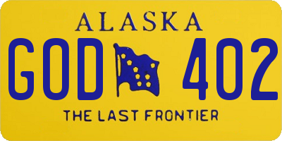 AK license plate GOD402