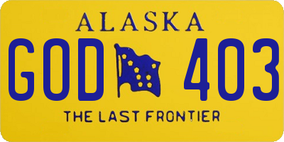 AK license plate GOD403