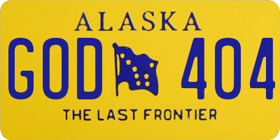 AK license plate GOD404