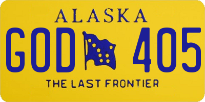 AK license plate GOD405