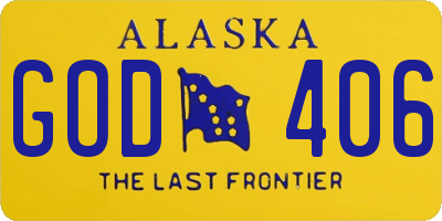 AK license plate GOD406