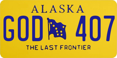 AK license plate GOD407