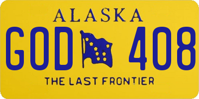 AK license plate GOD408
