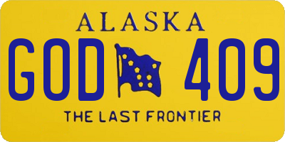 AK license plate GOD409