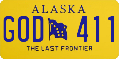 AK license plate GOD411