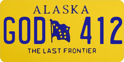 AK license plate GOD412