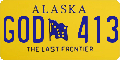AK license plate GOD413