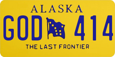 AK license plate GOD414