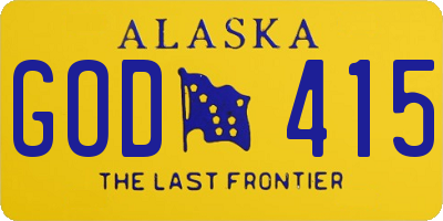 AK license plate GOD415
