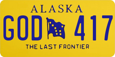 AK license plate GOD417