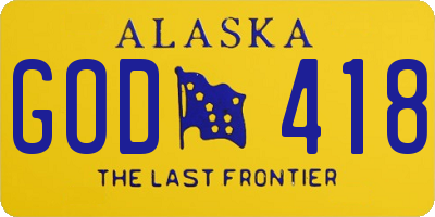AK license plate GOD418