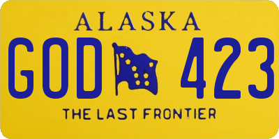 AK license plate GOD423