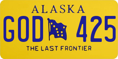 AK license plate GOD425