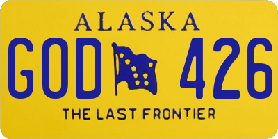 AK license plate GOD426