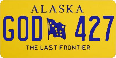 AK license plate GOD427