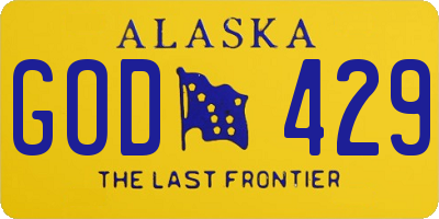 AK license plate GOD429