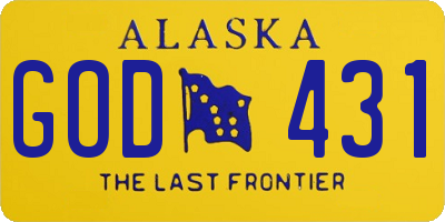 AK license plate GOD431