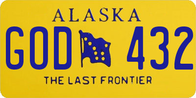 AK license plate GOD432