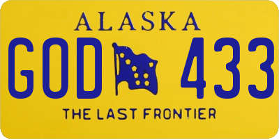 AK license plate GOD433