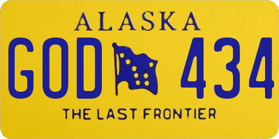 AK license plate GOD434