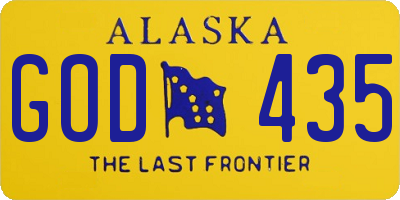 AK license plate GOD435
