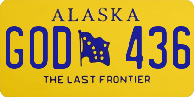 AK license plate GOD436