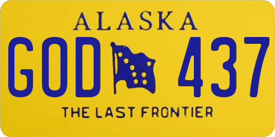 AK license plate GOD437